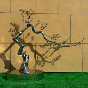 Stainless Steel <b>Tree</b> Sculpture 3120mm H 3500mm L <b>Outdoor</b> Garden Art Decoration Floor Mount Handmade Metal Mirror Design - Product Image 2