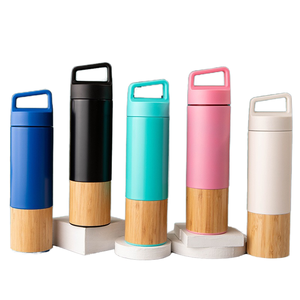 Commercio all'ingrosso Eco Friendly doppia parete in acciaio inox Tumbler manico di bambù borraccia acqua calda cassaforte 6-12 ore termica - Product Image 1