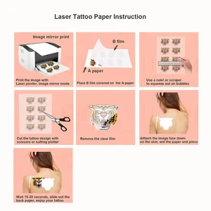 Kertas tato sementara yang dapat dicetak sempurna Laserjet dan lembar Transfer Printer Inkjet untuk stiker Slide air kustom untuk kulit