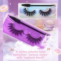 Faux cils en fourrure de vison 3D en gros, cils naturels et volumineux avec carte colorée et brosse à cils, cils en vison sans cruauté animale