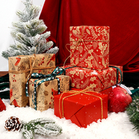 Papier kraft de Noël de haute qualité, en gros, enduit, jetable, 80g, 43*300cm, rouleau d'emballage cadeau personnalisé