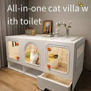 Luxuriöses Kleines Haustierhaus für Innen & Möbel für Katzen, Integrierter Katzenkäfig mit Toilette, Wohnzimmer und Badezimmer als Ein-Raum-Lösung - Product Image 3