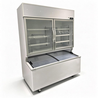 Vitrine Réfrigérée Commerciale à Double Température avec Congélateur Profond, Dégivrage par Air, Porte Vitrée, Réfrigérateur à Boissons et Congélateur Ouvert