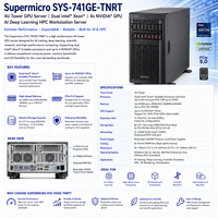 Serveur tour GPU Supermicro SYS-741GE-TNRT 4U, double processeur Intel Xeon, 4x NVI DIA GPU, serveur de travail IA, apprentissage profond, HPC