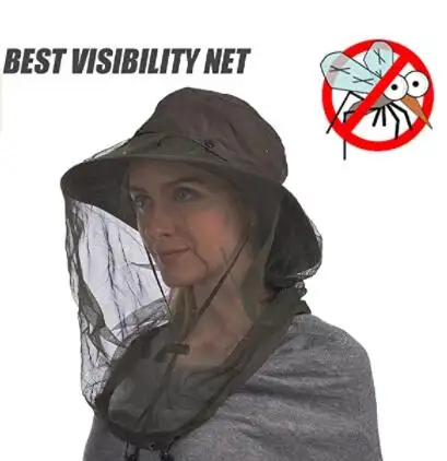 Mosquito Head Net Hat Safari Hat Sun Hat with Hidden Net from Insects