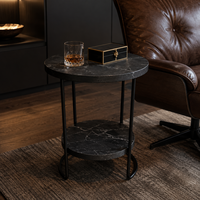 Table d'appoint ronde moderne avec cadre en métal doré et plateau en bois, marbre, bambou ou résine, table basse pour salon, OEM ODM