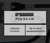 Carte adaptateur Miwin personnalisée PCIe 5.0 X16 vers 2 MCIO X8, pièces de serveur informatique, carte de commutation/retimer PCIe 5.0 pour serveur