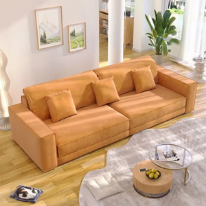 Sofá Grande de <span class=keywords><strong>Dos</strong></span> <span class=keywords><strong>Plazas</strong></span> con Asientos Profundos, Tapizado en Tela con Relleno de Esponja, Estructura de Madera Sólida, Diseño Moderno para Sala de Estar de Apartamento - Product Image 3