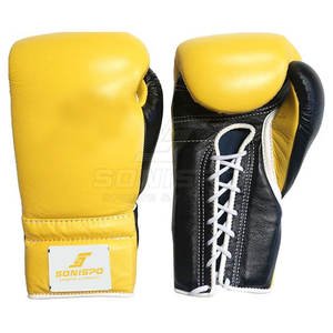 Gants de boxe professionnels avec logo personnalisé Gants à lacets résistants en cuir avec design personnalisé - Product Image 1
