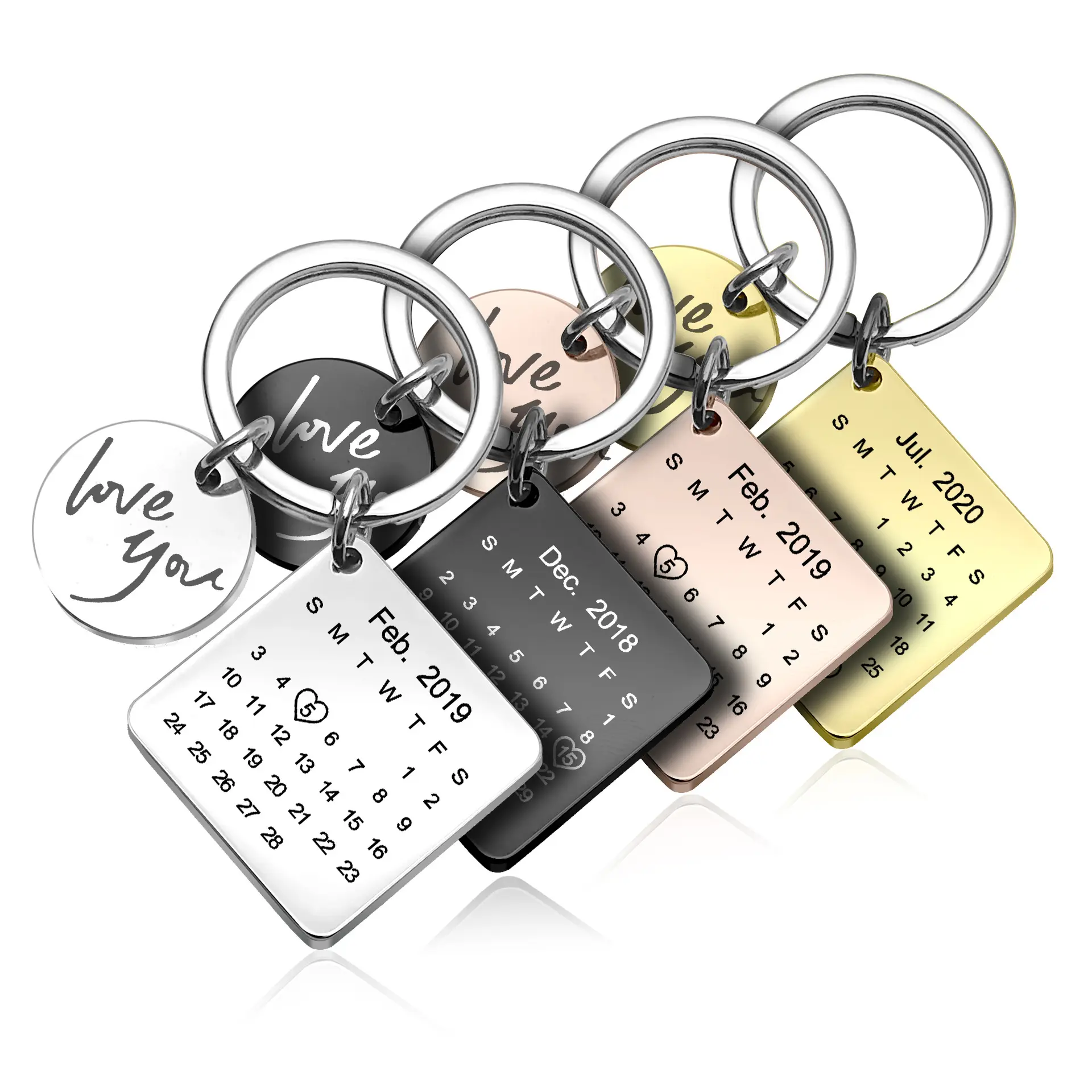 Promotional Product Key chain Calendar Keyring Gift Items For Boyfriend Girlfriend Private Custom Engraving Calendar Keychain