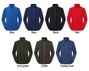 Custom Solid Color For Zip Up Hiking Jacket Outdoor For Thick Sleeve Winter Micro Polar Fleece Men'S Jackets