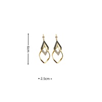 Boucles d'oreilles pendantes géométriques en alliage de zircon plaqué or, design tendance, style coréen Dongdaemun