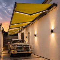 Auvent rétractable motorisé automatique pour jardin extérieur, avec bras cassette complet, étanche, moteur silencieux, protection UV, design pliable