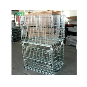 Stacking Collapsible Industrial Galvanized Forklift Large Wire Mesh Storage Container