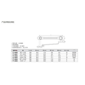 Llave de boca de doble extremo de cuello alto, estándar imperial, de acero al cromo vanadio, manual, industrial, con cabeza de flor de ciruelo - Product Image 2