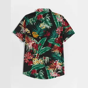 新款定制标志花夏威夷衬衫，最小起订量，适合美国男士度假