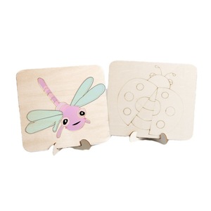 Pinturas de animales hechas a mano con bloques de madera, coloreo DIY para niños de jardín de infantes, pintura, graffiti, juguetes educativos creativos de madera - Product Image 2