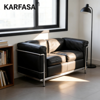 Canapé Bauhaus Corbusier, style moderne minimaliste, une place, cuir véritable, pour réception et réunions d'affaires