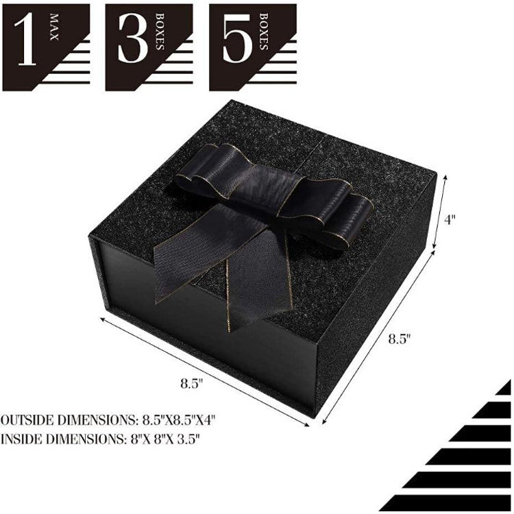 Glitter Gift Boxes with Lids Black Gift Boxes with Ribbons rose gold