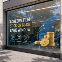 Film LED transparent adhésif pour vitrine de banque, affichage publicitaire sur vitre