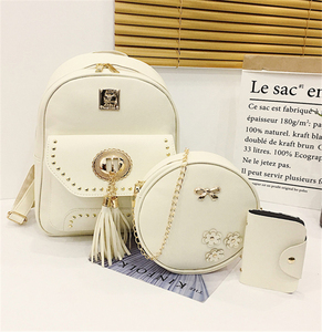 Thời Trang PU Da Ba Lô Đặt 3 Pcs Trong 1 Cho Cô Gái Ba Lô Túi Xách Giá Rẻ Túi Đi Học 3 Trong 1 Của Phụ Nữ Ba Lô - Product Image 4