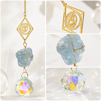 Attrape-soleil en pierre brute de Célestite naturelle, carillon éolien, harmonie Soleil-Lune, ornement suspendu, décoration intérieure, cadeau