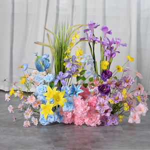 Arrangement de fleurs de mariage violet simulant un <span class=keywords><strong>jardin</strong></span> Monet Fleurs artificielles en soie avec plante verte pour décorations de mariage - Product Image 3