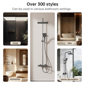 Moderno y Lujoso Conjunto de <span class=keywords><strong>Ducha</strong></span> Cuadrado de Pared con Acabado Cepillado 3286, con Temperatura Constante de Agua Fría y Caliente - Product Image 4
