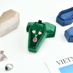 Boîte à bijoux en velours pour Halloween, boîte de rangement pour colliers, boîte à bijoux en forme de <span class=keywords><strong>cercueil</strong></span>, boîte à boucles d'oreilles fantaisie - Product Image 2