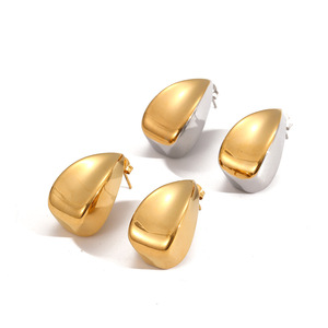 Pendientes de acero inoxidable con forma de lágrima para mujer, joyería de moda de Color dorado, pendientes con diseño de bloques TE60316 G - Product Image 3
