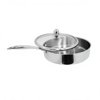 Panci Saus Triply dengan Tutup Kaca & Gagang Berongga Peralatan Masak Triply Set Peralatan Masak Stainless Steel Antilengket Wajan Goreng Penjualan Pabrik