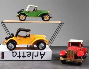 Modellini di <span class=keywords><strong>Auto</strong></span> <span class=keywords><strong>d</strong></span>'<span class=keywords><strong>Epoca</strong></span> in Metallo, Piccoli Ornamenti Natalizi in Lamiera - Product Image 3