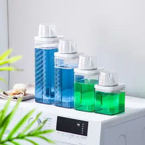 Nachfüllbarer Wäsche-Seifenspender Clear Waschen Reinigungsmittel-Box Weichmacher Bleich Waschpulver Aufbewahrungstank Flüssigkeitsbehälter