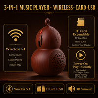 Mini Haut-parleur Portable Sans Fil 5.1 en Forme de Gourde en Bois, Lecteur de Musique 5W Rechargeable avec Carte TF 32 Go, Lecture en Boucle, à Suspendre au Cou, Vente en Gros