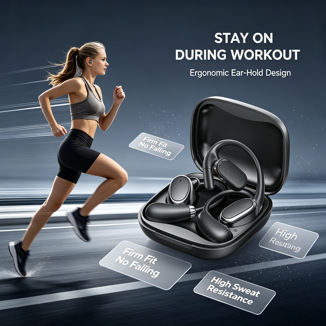 Real-Time AI Translation Open Ear Headphones for 5.4 Wireless Earbuds 200+ Languages Translator ENC Call Noise Reduction.