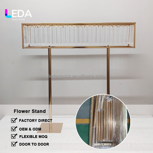 Centres de table de mariage, bougeoirs, perles, support à fleurs en cristal doré pour la décoration de fête et de la maison - Product Image 3