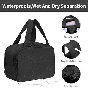Neceser rectangular de gran capacidad, impermeable, portátil, para cosméticos y artículos de tocador, multifuncional, para uso diario - Product Image 3