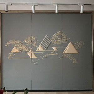 定制室内家居装饰经典风格刺绣皮革织物室内装潢防火防潮墙板壁纸 - Product Image 5