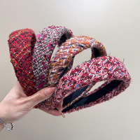 Automne et hiver Style Tweed éponge bandeau mode tricoté large bord grossier laine cheveux accessoire pour les femmes