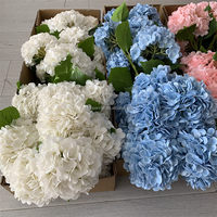 B-1275 Hortensias artificiels de haute qualité, 168 pétales, toucher réel, branche unique, grandes fleurs blanches à longue tige, Saint-Valentin
