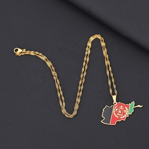 Collar de Acero Inoxidable con Colgante de <span class=keywords><strong>Mapa</strong></span> y Bandera de País, Cadena para Suéter, Colgante de <span class=keywords><strong>Mapa</strong></span> de Afganistán para Adolescentes - Product Image 6