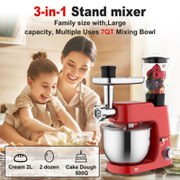 Robot Culinaire Électrique Multifonction 5 en 1 pour Cuisine : Mixeur Blender, Hachoir à Viande, Batteur sur Socle