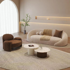 Divano curvo a forma speciale in velluto ciniglia negozio di abbigliamento salone di bellezza zona Lounge luce di lusso divano Reception con tavolino da caffè - Product Image 2