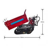 Mini-dumper sur chenilles, capacité de charge de 500 kg, moteur à essence, chenilles en caoutchouc, 7,5 CV, véhicule de transport compact pour la construction, la ferme et le jardin
