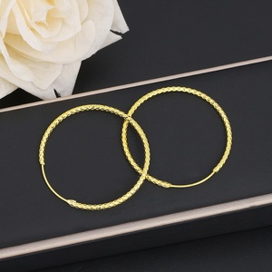 JXX Wholesale 24K Gold Plated <b>Large</b> <b>Hoop</b> <b>Earrings</b> Dainty Brass <b>Hoop</b> Women's Classic Fashionable Religious Party - Product Image 2