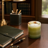 Bougie parfumée personnalisée en pot de marbre, récipient en pierre réutilisable avec insert en verre, parfum d'intérieur sûr et non toxique, marque privée OEM ODM