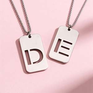 Collier <span class=keywords><strong>en</strong></span> gros tendance, pendentif personnalisé avec <span class=keywords><strong>nom</strong></span>, étiquettes <span class=keywords><strong>pour</strong></span> <span class=keywords><strong>chien</strong></span>, acier inoxydable, découpe A-Z, collier avec initiale <span class=keywords><strong>en</strong></span> lettre - Product Image 4