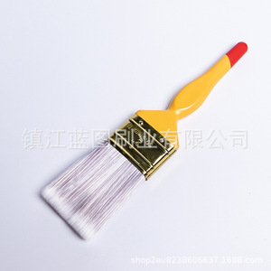 Pinceaux plats à fibres chimiques, à poils effilés, manche en plastique, jaune crème, origine Zhenjiang, LT730B, pour peinture - Product Image 1