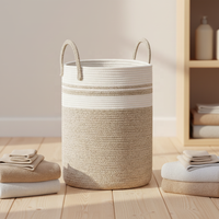 Panier à linge en corde de coton doux, 60L, autoportant, lavable en machine, bac de rangement tressé pour chambre de bébé, vente en gros