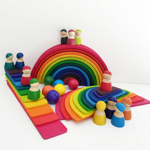 Toys Building Blocks Educational Toy Rainbow Stacking Wooden for Boys&girls Creative Hot Best Selling Montessori Baby Unisex - Product Image 1